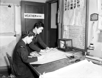 PL-12922 11 December 1942 #9 Bombing & Gunnery Mont Joli Qc., Meteorologist, Trained at the University of Toronto, airwomen meteorological observers work in the weather control tower on many stations, usually on shifts that add up to twenty-four hours a day.